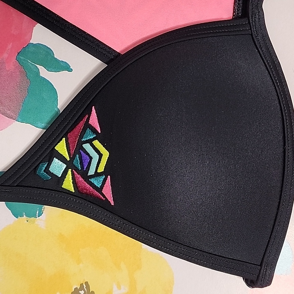 Victoria's Secret Pink Tribal Stained Glass Push Up Triangle Bikini Xs - Picture 2 of 6